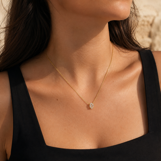Oval Solitaire Pendant Necklace