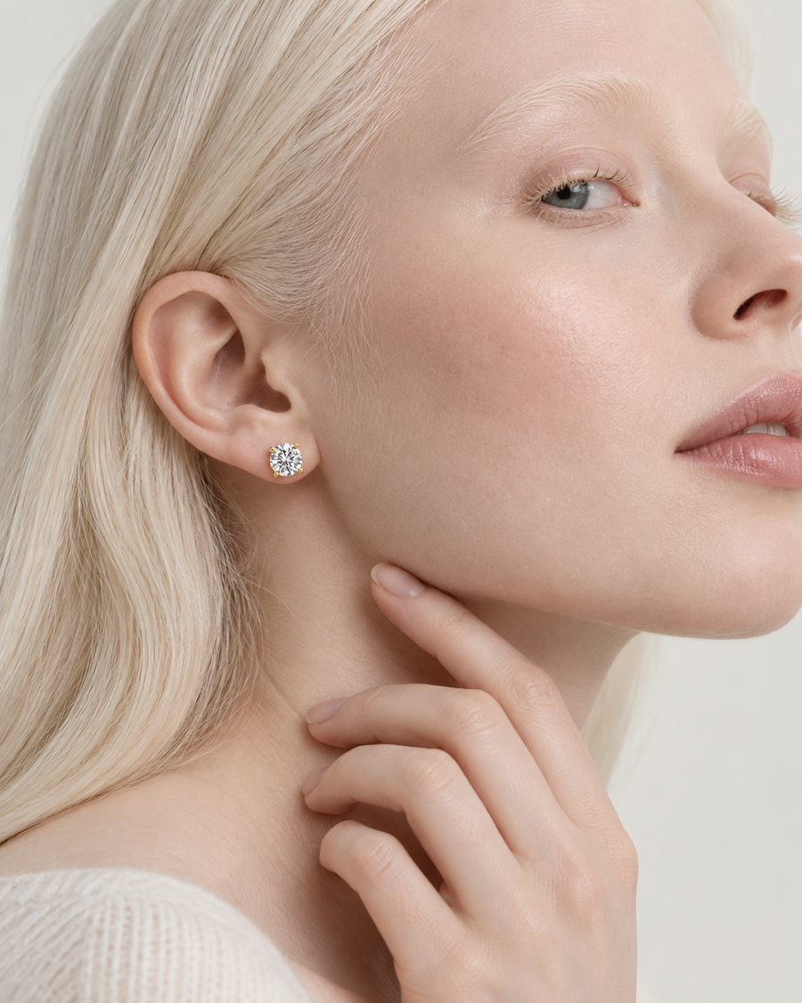 Round Solitaire Stud Earrings