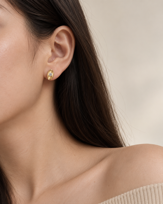 Oval Dome Stud Earrings