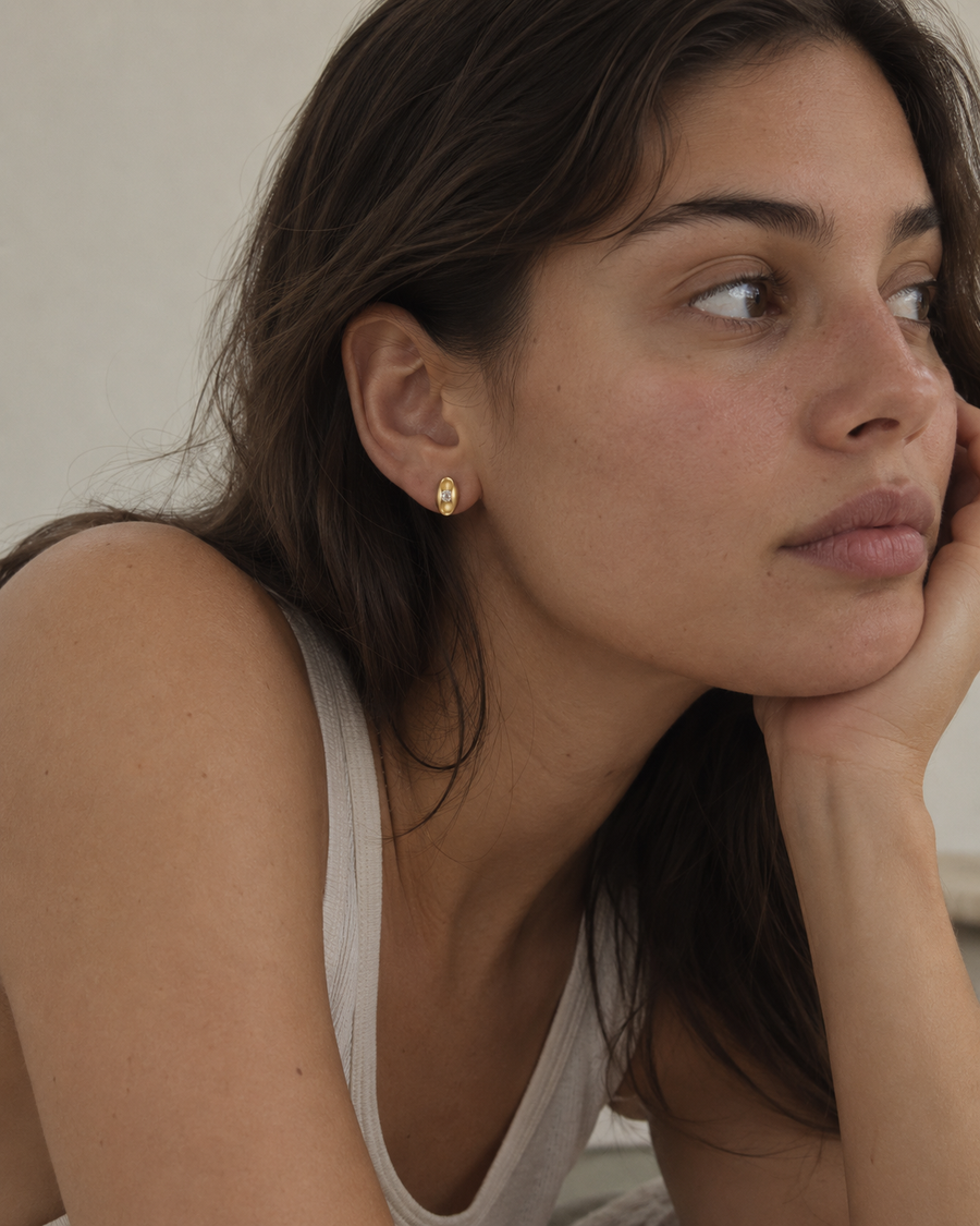 Oval Dome Stud Earrings
