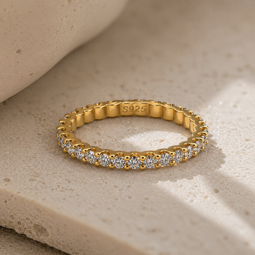 18K gold-plated 925 sterling silver Pavé CZ Eternity Band, product detail