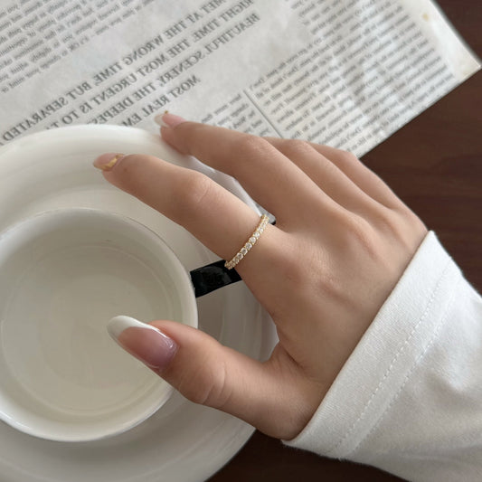 925 sterling silver Pavé CZ Eternity Band, styled on model