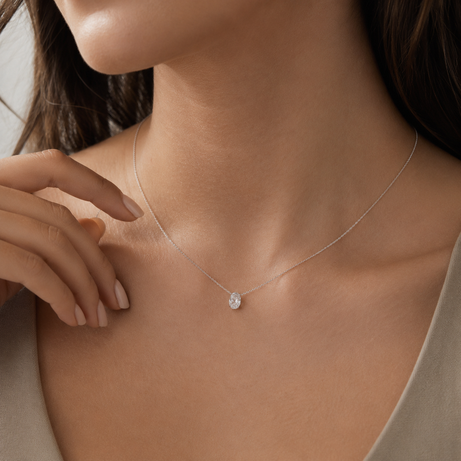 Oval Solitaire Pendant Necklace