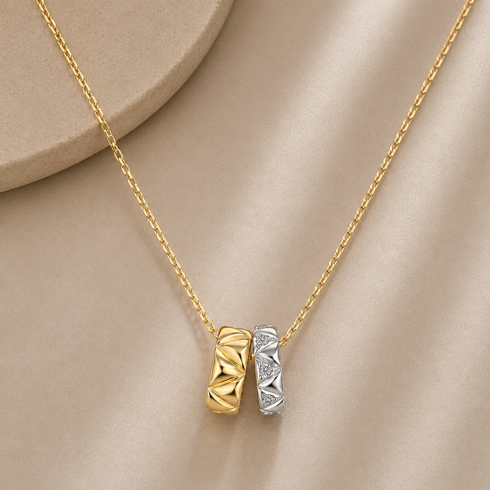 925 sterling silver Two-Tone Pendant Necklace with intertwined gold and silver finishes, gold finish product detail