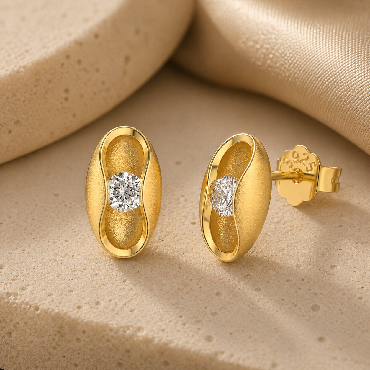 Oval Dome Stud Earrings