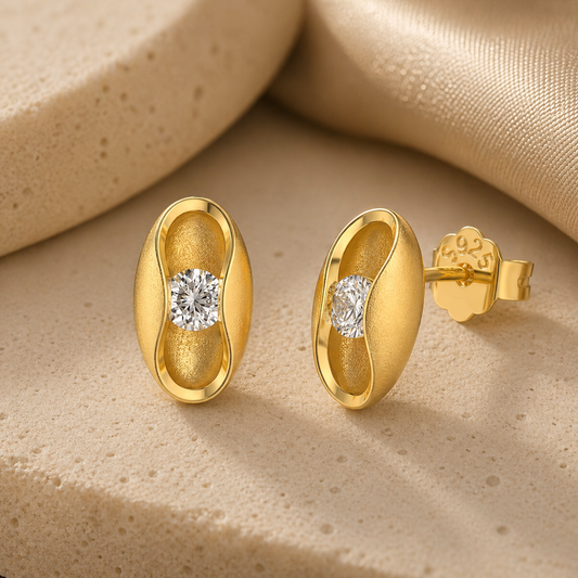 Oval Dome Stud Earrings