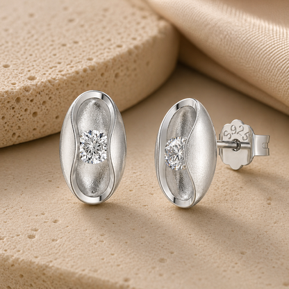 Oval Dome Stud Earrings