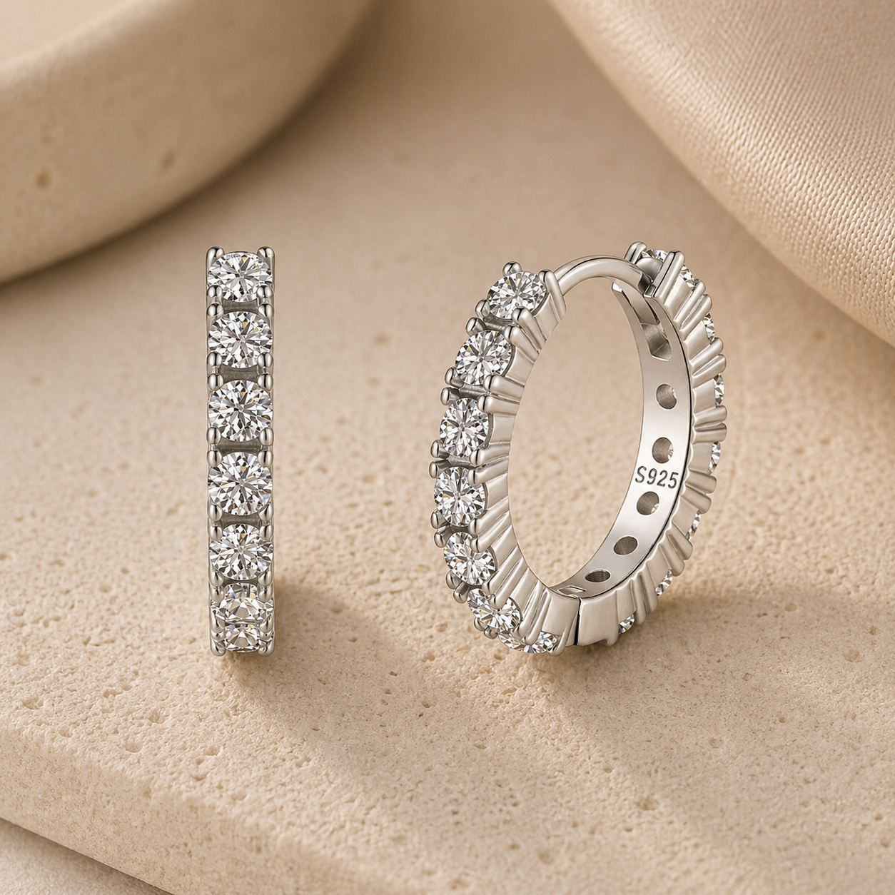 Pavé Huggie Hoops