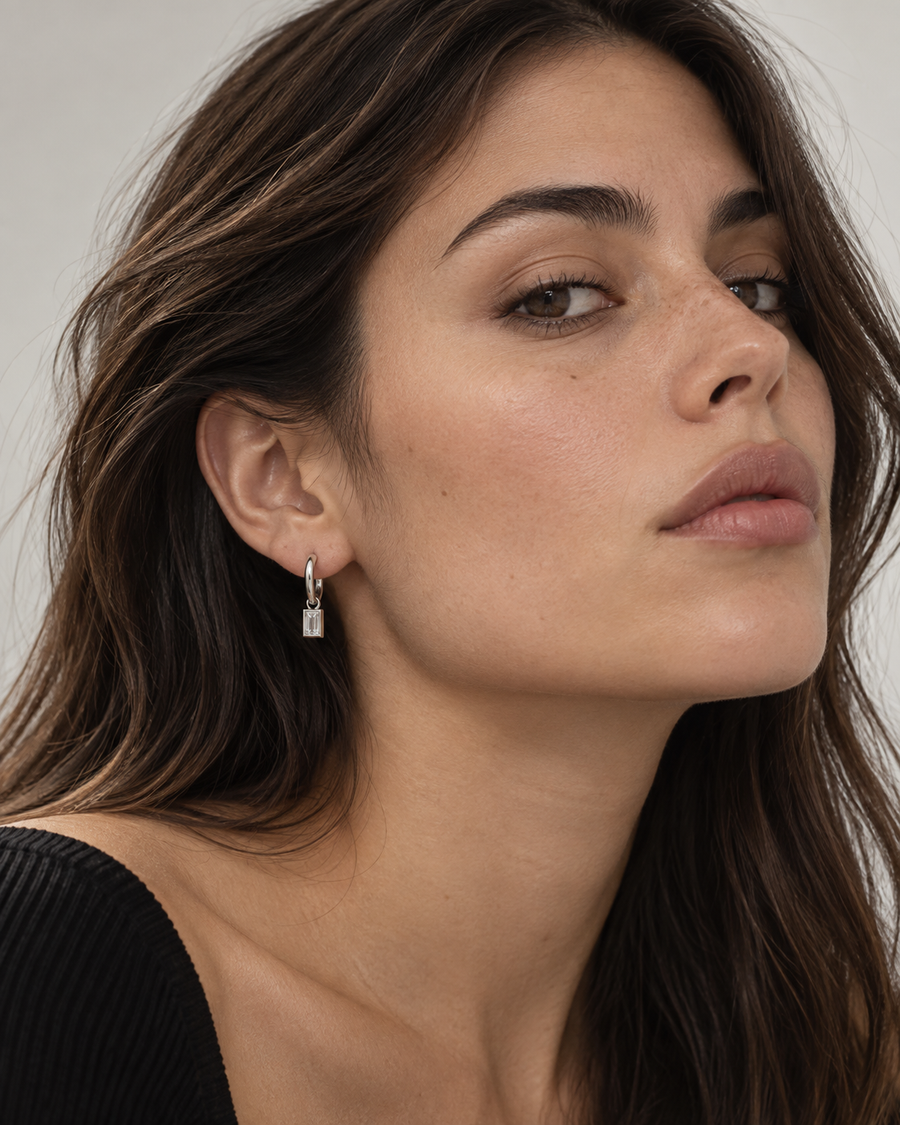 Mini Baguette Drop Hoops