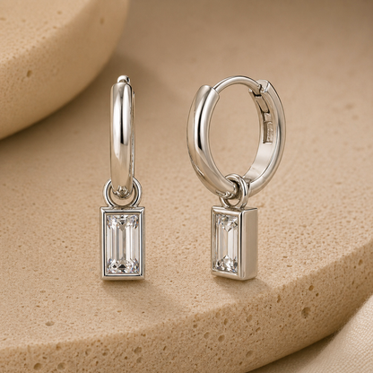 Mini Baguette Drop Hoops