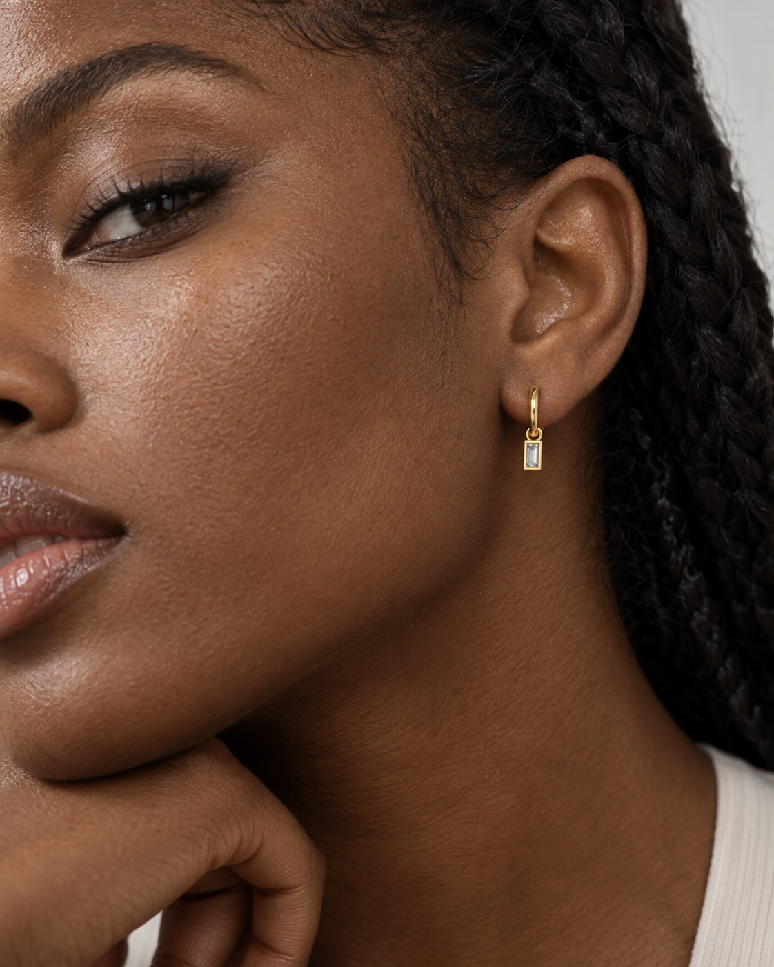 Mini Baguette Drop Hoops