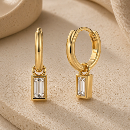 Mini Baguette Drop Hoops