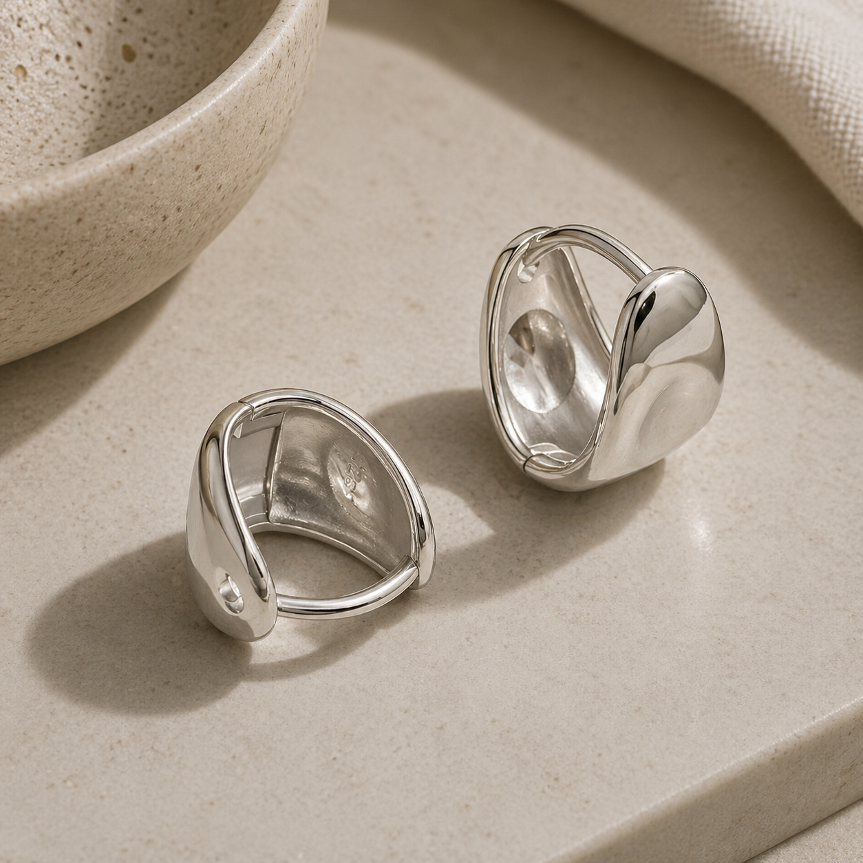 Sculpted Dome Huggie Hoops
