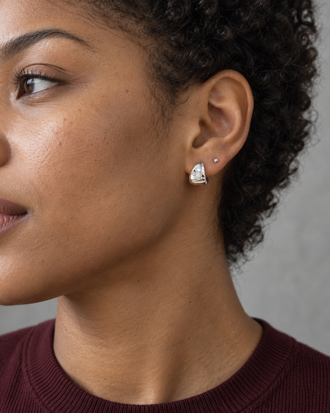 Sculpted Dome Huggie Hoops