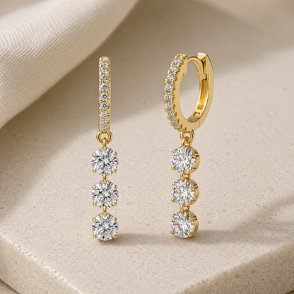 Triple Drop Pavé Huggie Hoops