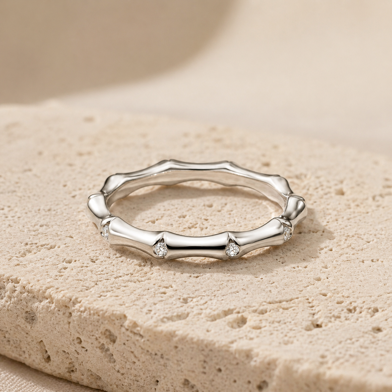 Sculpted CZ Band Ring