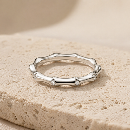 Sculpted CZ Band Ring