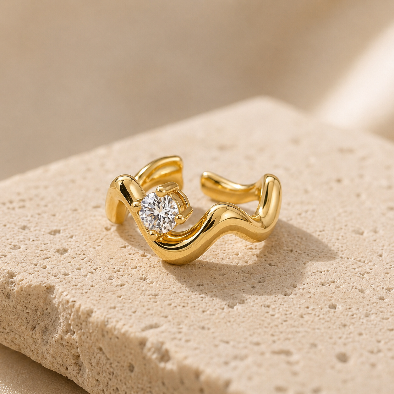 Sculpted CZ Statement Ring