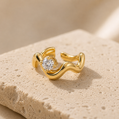 Sculpted CZ Statement Ring