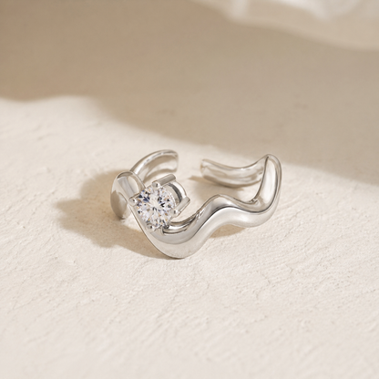 Sculpted CZ Statement Ring