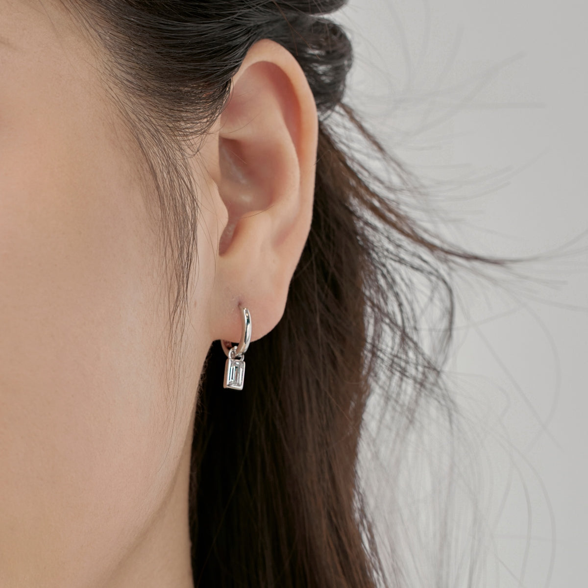 Mini Baguette Drop Hoops