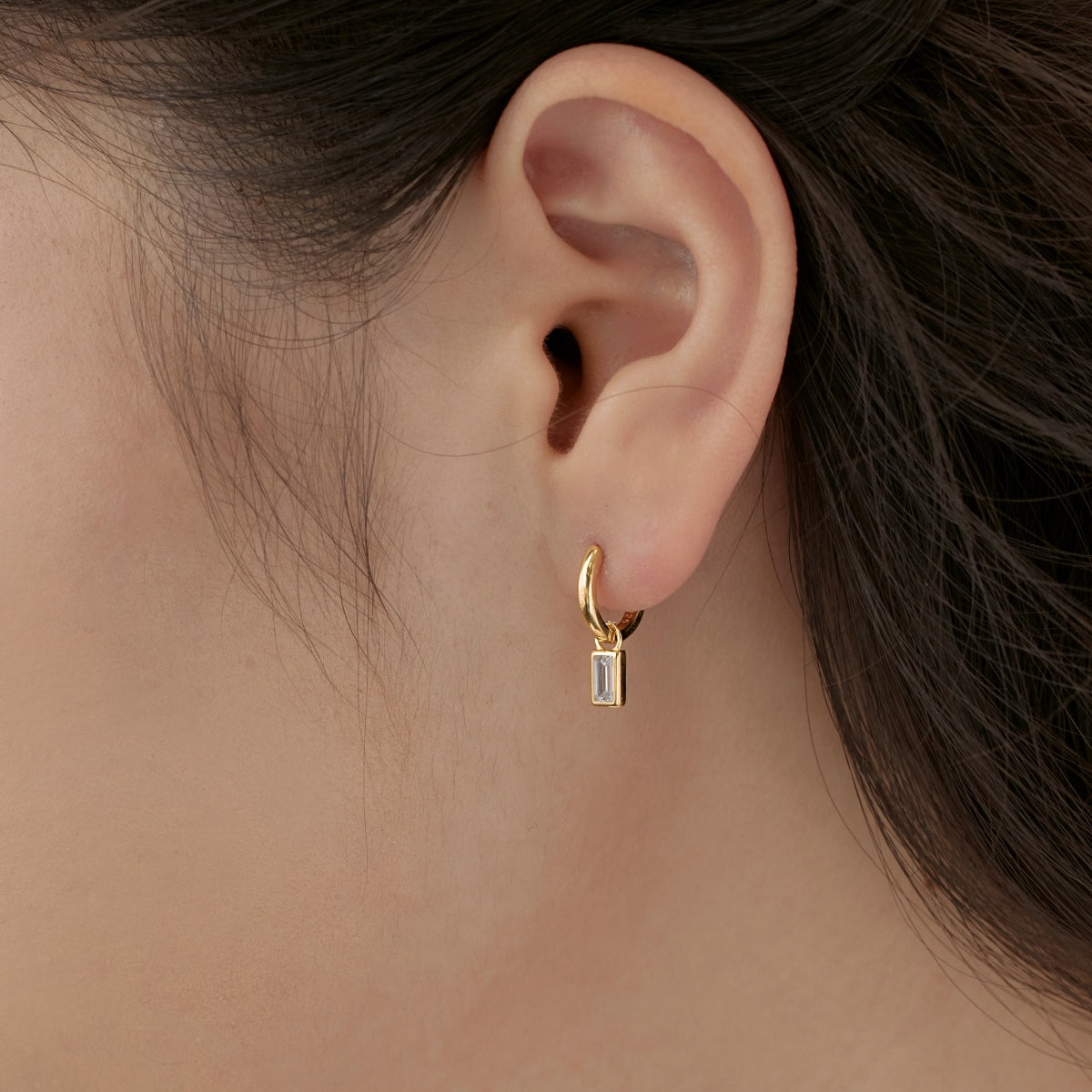 Aros con Mini Baguette Colgante