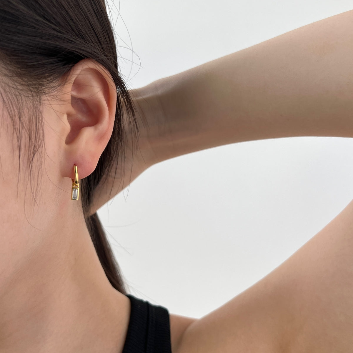Mini Baguette Drop Hoops