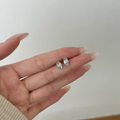 Oval Dome Stud Earrings