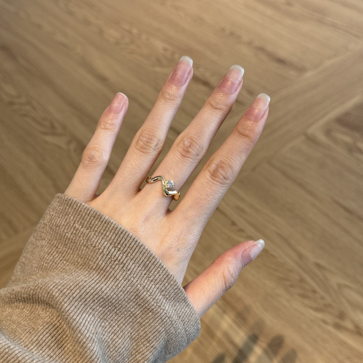 Sculpted CZ Statement Ring