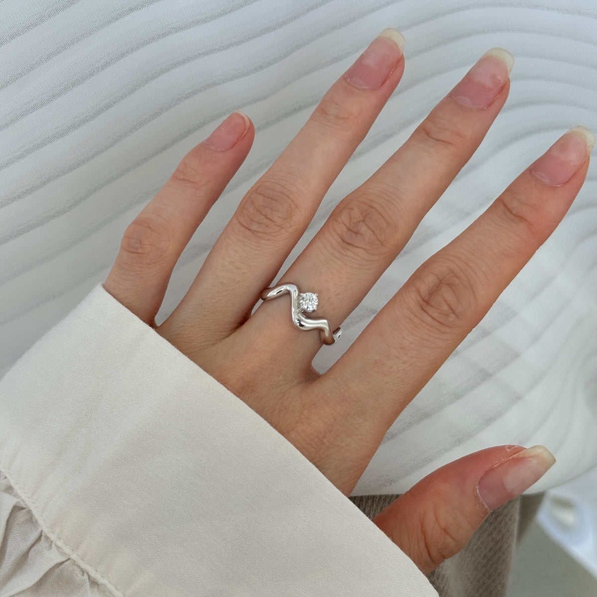 Sculpted CZ Statement Ring