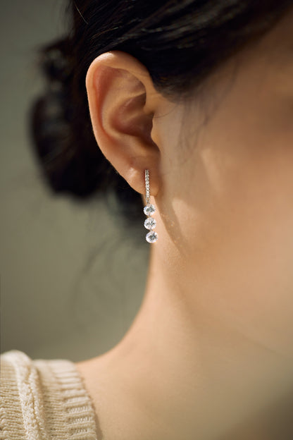 Triple Drop Pavé Huggie Hoops