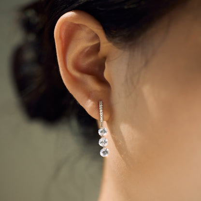 Triple Drop Pavé Huggie Hoops