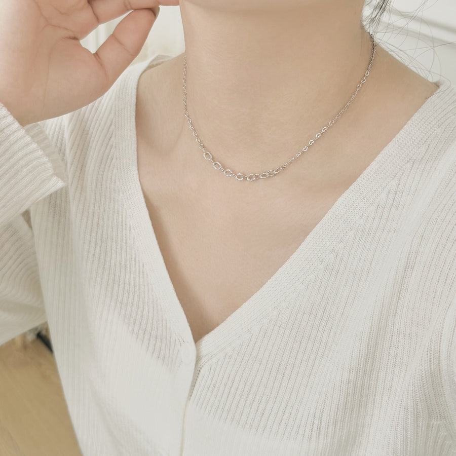 925 sterling silver Oval Link Chain Necklace, styled on model 2