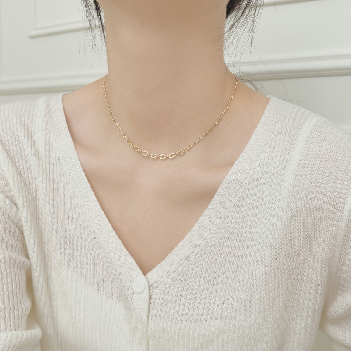 Collar de Cadena de Eslabón Oval