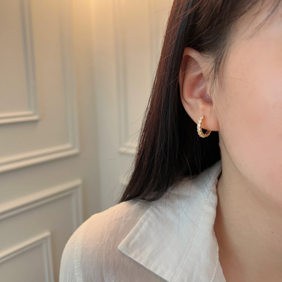 Pavé Huggie Hoops