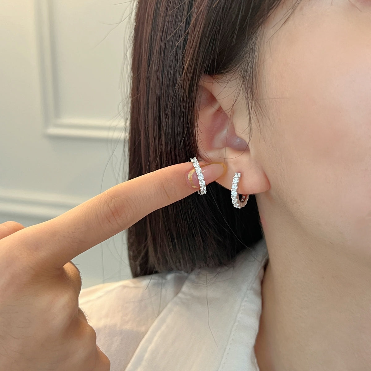 Pavé Huggie Hoops