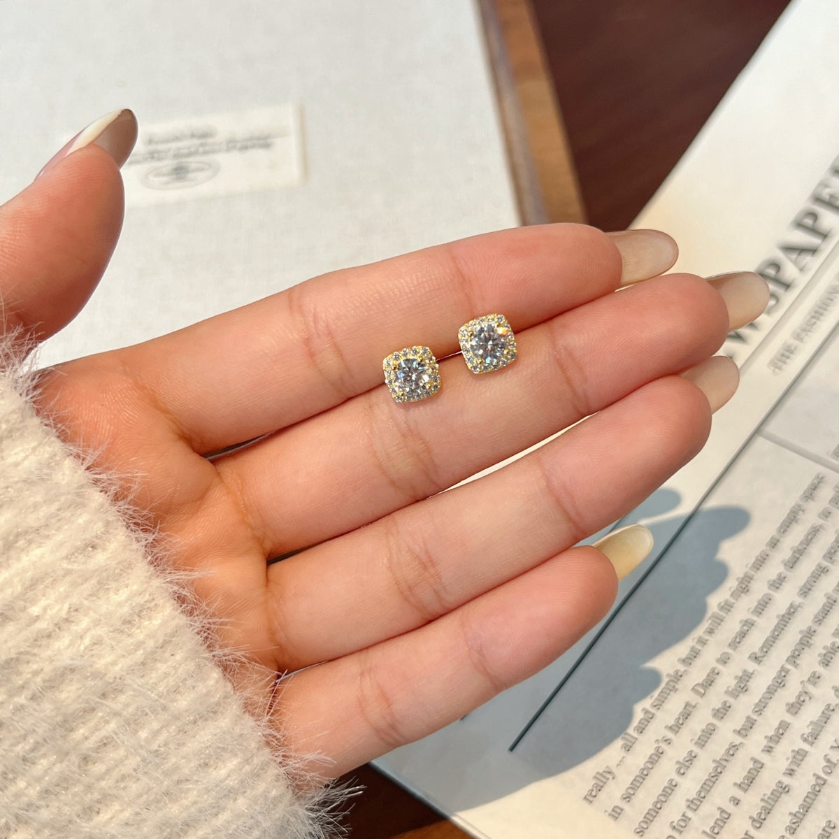 Cushion Halo Stud Earrings