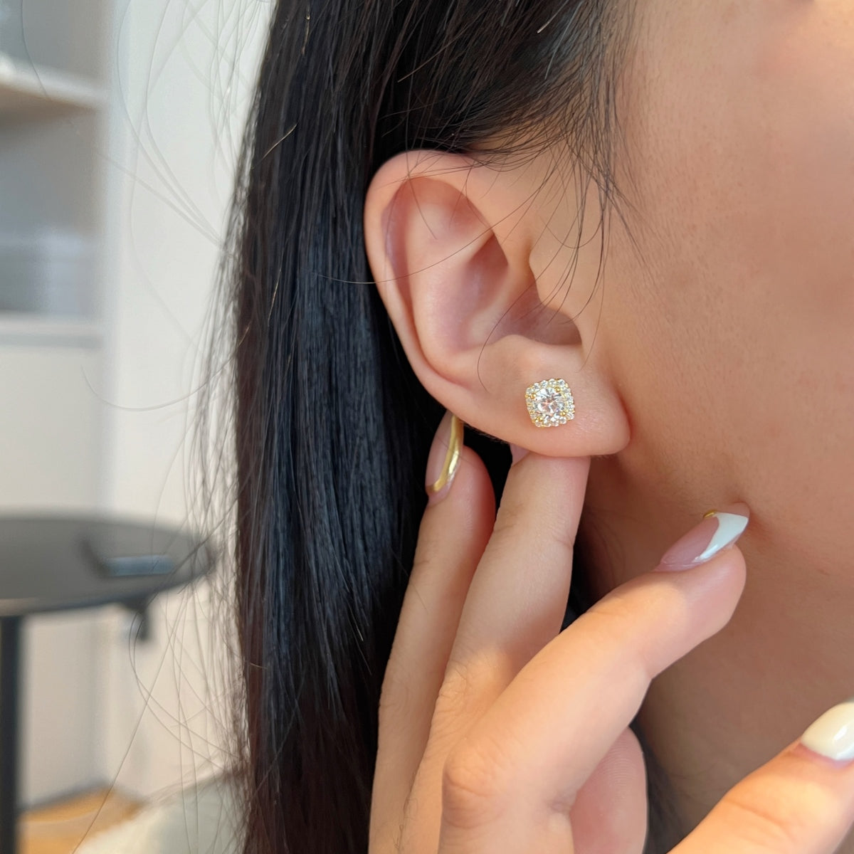 Cushion Halo Stud Earrings