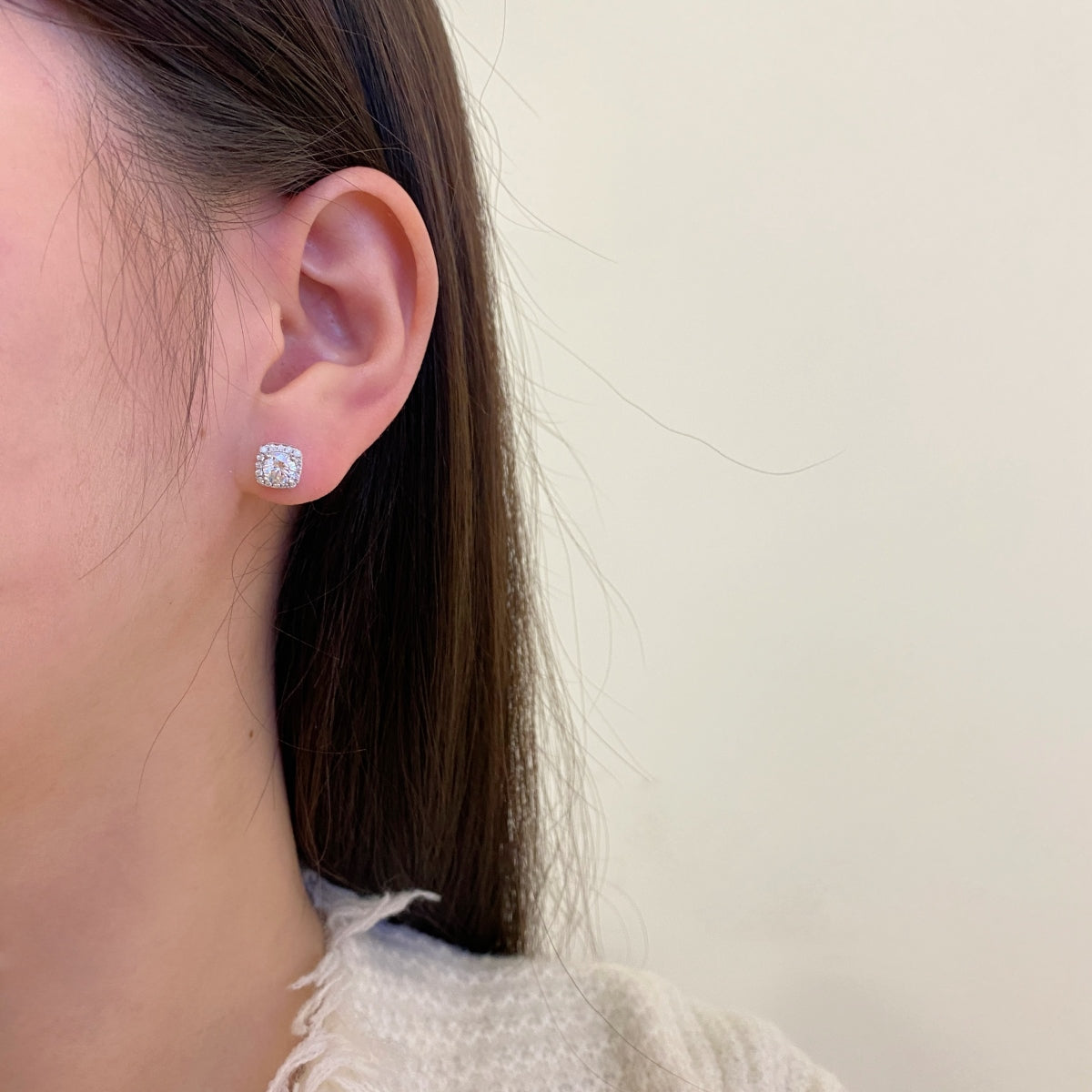 Cushion Halo Stud Earrings