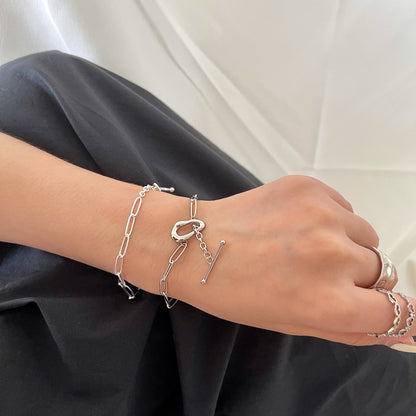 Pulsera de Eslabón Oval de plata esterlina 925 en acabado plateado, en modelo 3