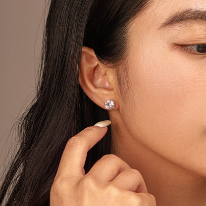 Aretes de Botón Solitario Redondo de plata esterlina 925, en modelo 2